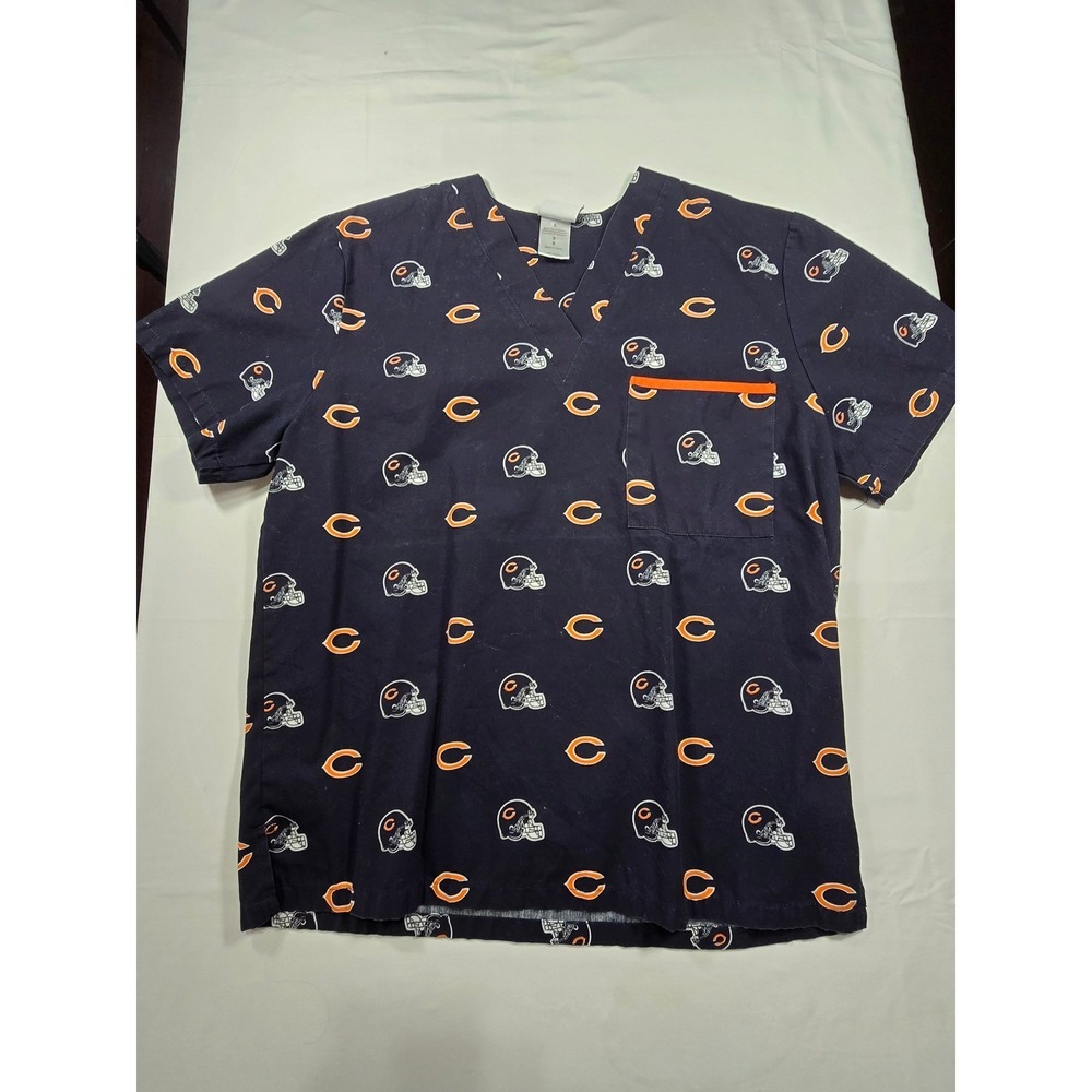 NFL Team Apparel Chicago Bears Scrub‎ Top Navy Blue V-Neck Women's Small Al